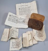 A rare and unusual group of 17th century Hearth Tax and other receipts , some hand written ,