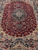 Large rich red ground Persian Kashmar floral and foliate carpet. 305 x 400cm approx. (B.P. 21% +