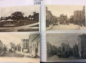 Postcards: collection of early to modern Carmarthen postcards in album with various street scenes,