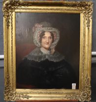 British School (19th century), portrait of a Lady, probably Welsh, indistinctly signed verso. Oils