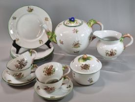 Herend Hungary, an extensive porcelain dinner and tea service in 'The Country' pattern decorated