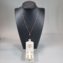 Clogau 9ct gold fine link chain with diamond and garnet pendant, in original box with COA and