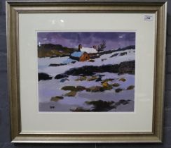 Donald McIntyre, R.CAM.A; S.M.A, (British, 1923-2009), "Snow, North Wales, no3". Signed. Oils on