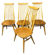 A set of four Ercol elm and beech Goldsmith chairs, together with a pair of Ercol elm and beech