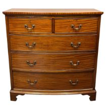 Good quality Edwardian mahogany bow fronted chest of two short and three long graduated cock
