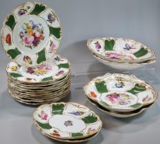 Collection of early 19th century Bloor Derby dessert plates, dishes and bowls, by John Trotter,
