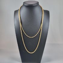 Two similar 9ct gold rope twist chains. 20.7g approx. (B.P. 21% + VAT)