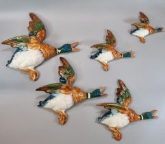 Set of five Beswick graduated 596 Mallard wall plaques. (5) (B.P. 21% + VAT) The largest in poor