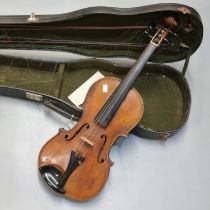 19th Century violin bearing internal label 'Giovan Baolo Diaggini', having bird's eye maple two