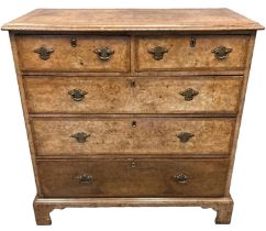 18th Century walnut and mahogany straight fronted chest of two short and three long graduated