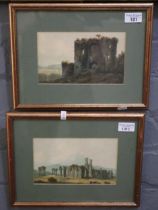 British School (19th century), Neath Abbey, a pair. Watercolours. 11x20cm approx. Framed and glazed.