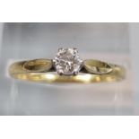 18ct gold diamond solitaire ring. 2.3g approx. Size P. (B.P. 21% + VAT)