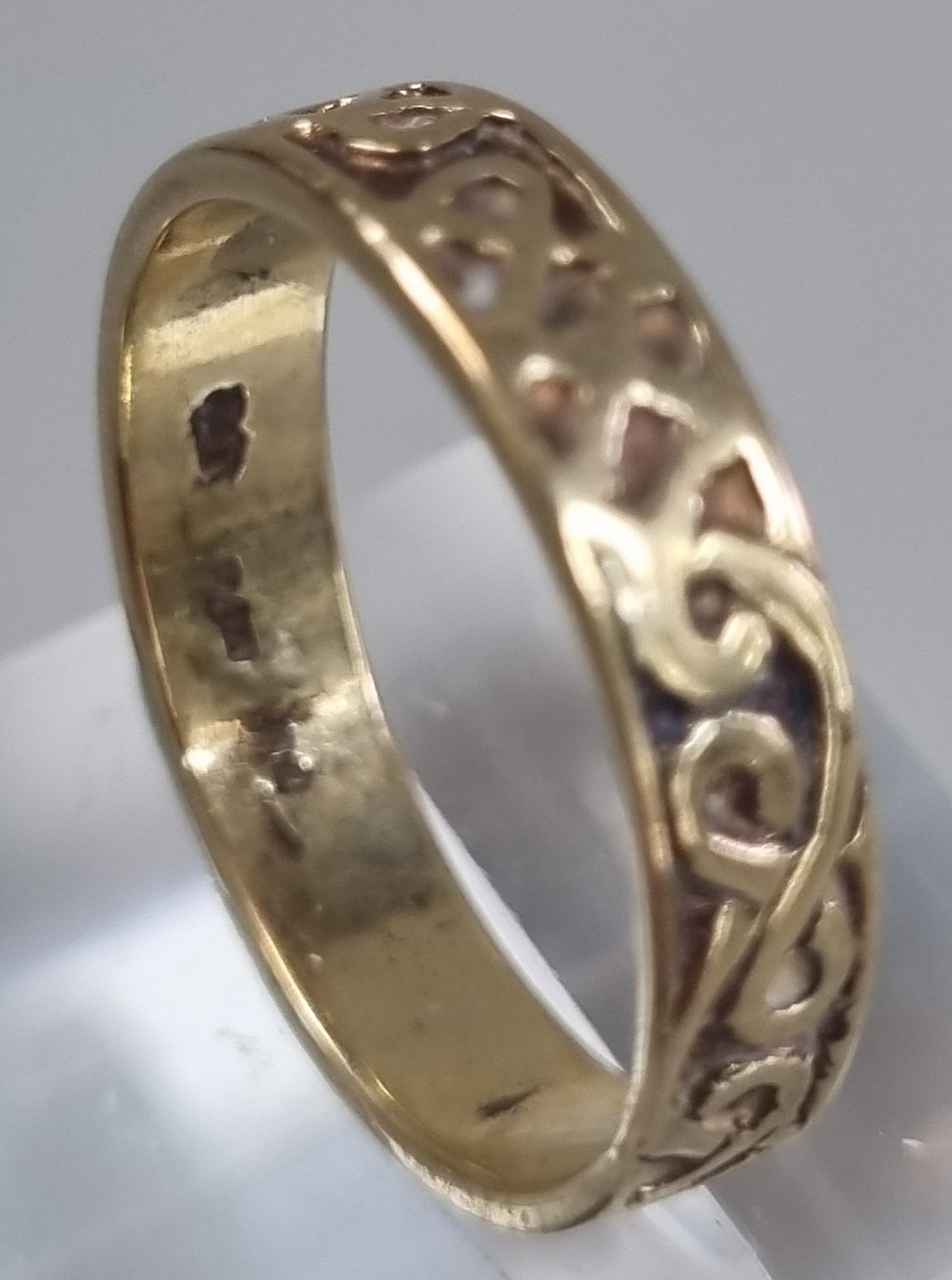 9ct gold Celtic design wedding band. 3.5g approx. Size S1/2. (B.P. 21% + VAT) - Image 3 of 4