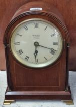 19th century mahogany single train mantle clock, having Roman face marked 'Webster of London'.