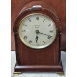 19th century mahogany single train mantle clock, having Roman face marked 'Webster of London'.