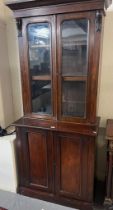 Late Victorian mahogany two stage cabinet back glazed bookcase. (B.P. 21% + VAT)