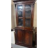 Late Victorian mahogany two stage cabinet back glazed bookcase. (B.P. 21% + VAT)