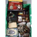 Box of assorted oddments to include: various jewellery including Victorian and other brooches, dress