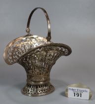 Continental silver pierced ornate basket with swing handle marked 930. 5 troy oz approx. (B.P. 21% +