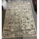 Ivory and duck egg blue Kashmir rug with foliate designs. 140 x100cm approx. (B.P. 21% + VAT)