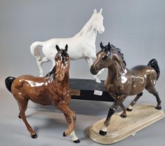 Royal Doulton hand made ceramic sculpture of a horse together with another Royal Doulton 'Spirit
