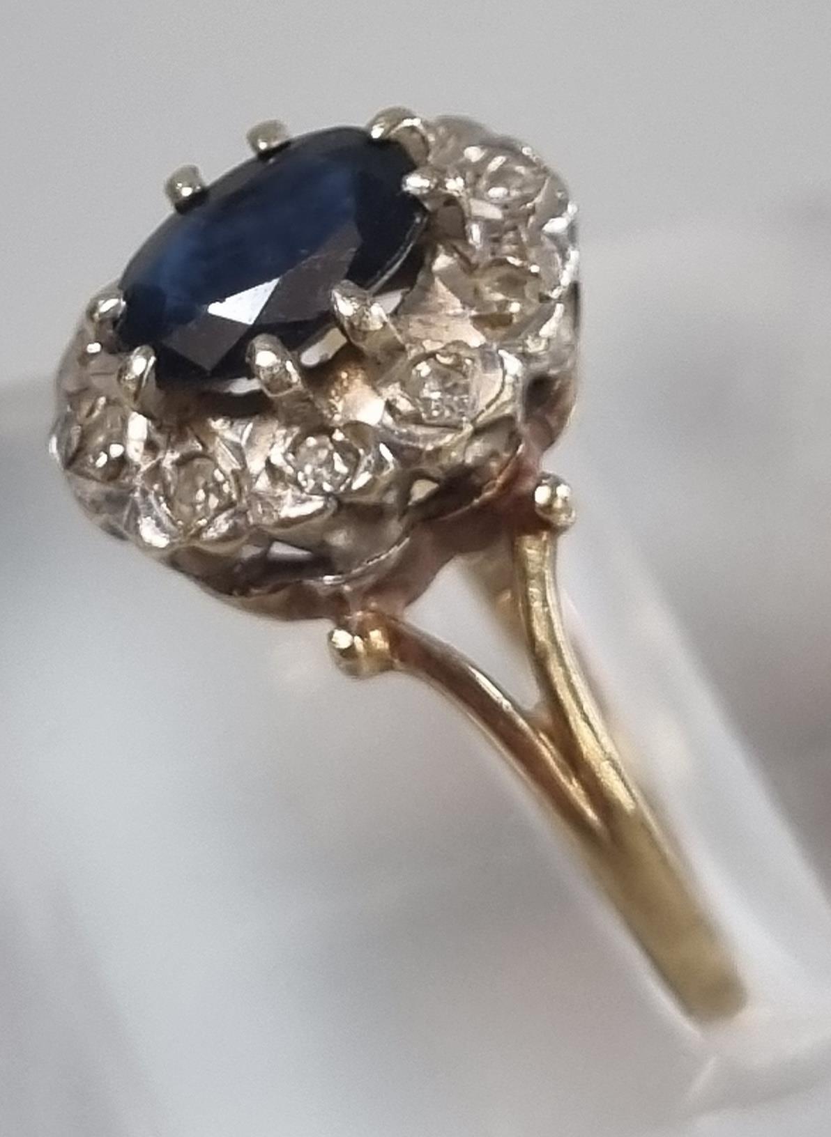 9ct gold diamond and sapphire ring. 2.2g approx. Size O1/2. (B.P. 21% + VAT) - Image 3 of 4