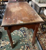 Two similar late Victorian pitch pine Gothic design tables. (2) (B.P. 21% + VAT)