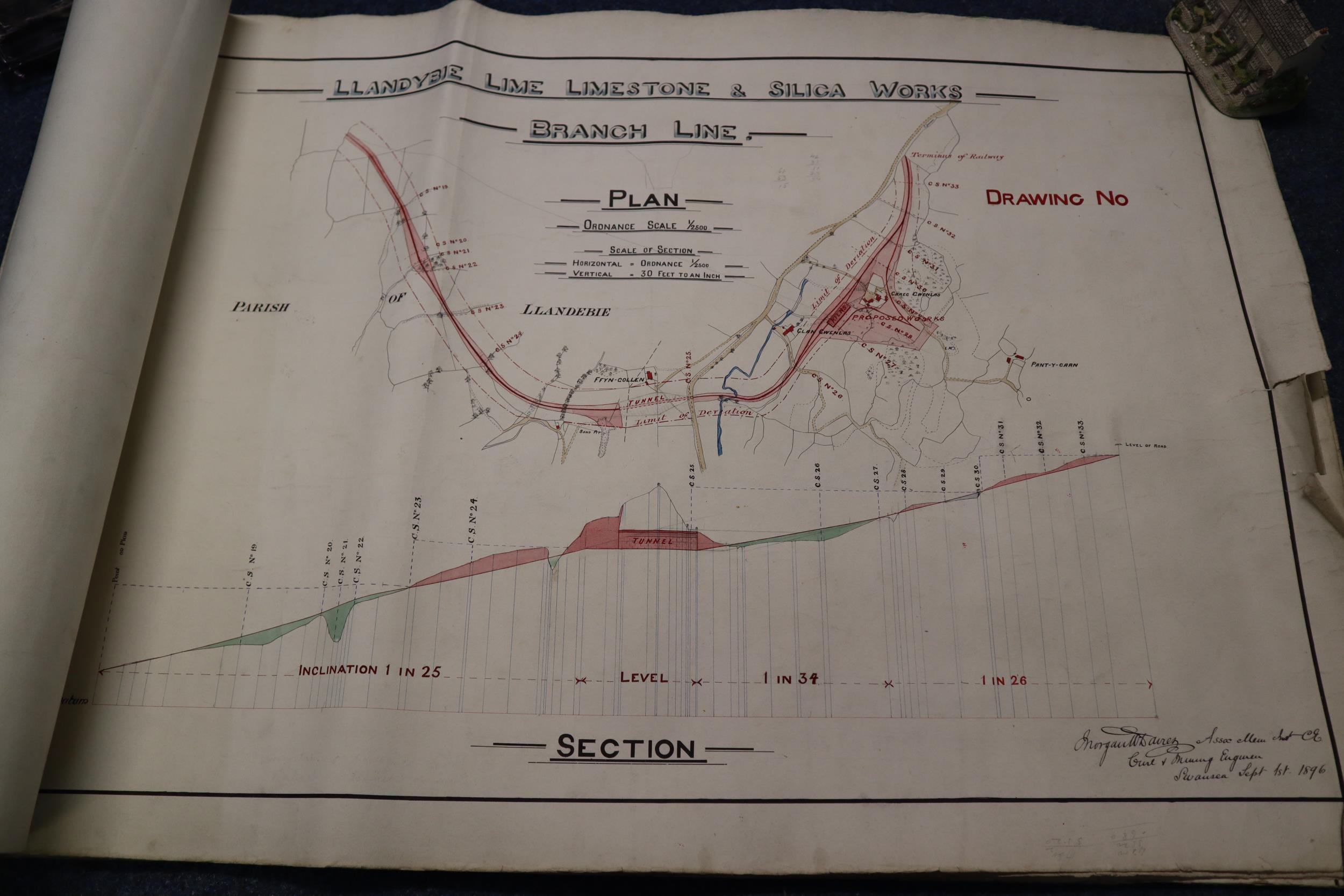 Llanydbie Limestone and Silica Works Plans to include: branch-line, details of tunnel, details of - Image 2 of 6