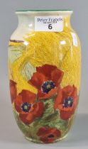 Royal Doulton hand painted and printed Poppy vase. Shape No. 7995. 20cm high approx.