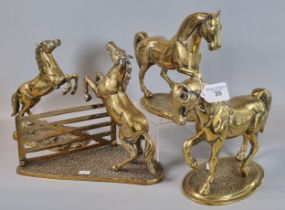 Collection of brass rearing and other horses. (4) (B.P. 21% + VAT)