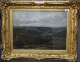 Alfred Hanson (?) (British 19th century), expansive English landscape, signed. Oils on canvas.