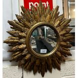 Mid century gilt wood sunburst mirror. 48cm diameter approx. (B.P. 21% + VAT)