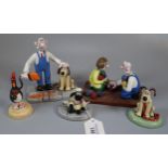 Collection of Coalport 'Wallace and Gromit' figurines and figure groups to include: 'A Close Shave',