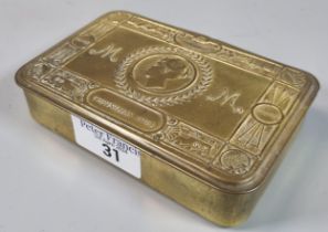 WWI Christmas 1914 brass tin box. (B.P. 21% + VAT)