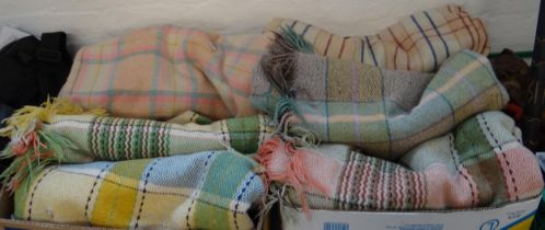 Two boxes of six vintage woollen check blankets. (B.P. 21% + VAT)