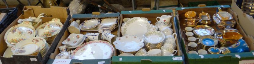 Four boxes of china to include: Roslyn 'Whispering Grass' design teaware, Japanese Noritake and