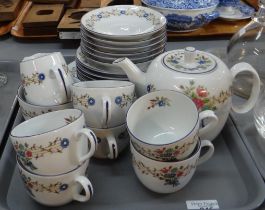 Royal Worcester twenty two piece 'Midsummer Day' design teaset with teapot. (B.P. 21% + VAT)