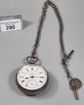Late 19th/early 20th century silver keyless lever open faced pocket watch marled 'James Reid &