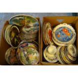 Two boxes of china to include; Danbury Mint and other collectors plates, Wedgwood Beatrix Potter