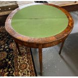 Early 20th century oak demilune folding card table on square tapering legs and spade feet. (B.P. 21%