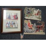 A framed pair of prints of the 'Costumes of North and South Wales', together with vintage
