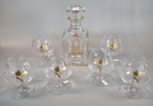 Baccarat Harcourt Empire square section Whisky decanter. 24.5cm high approx. together with a set
