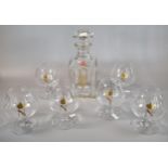 Baccarat Harcourt Empire square section Whisky decanter. 24.5cm high approx. together with a set