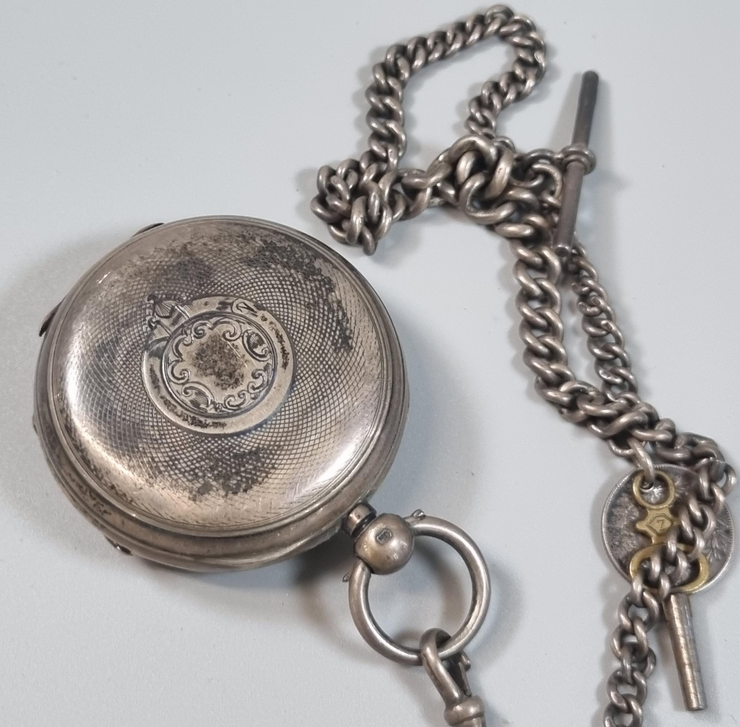 Late 19th/early 20th century silver keyless lever open faced pocket watch marled 'James Reid & - Image 2 of 2