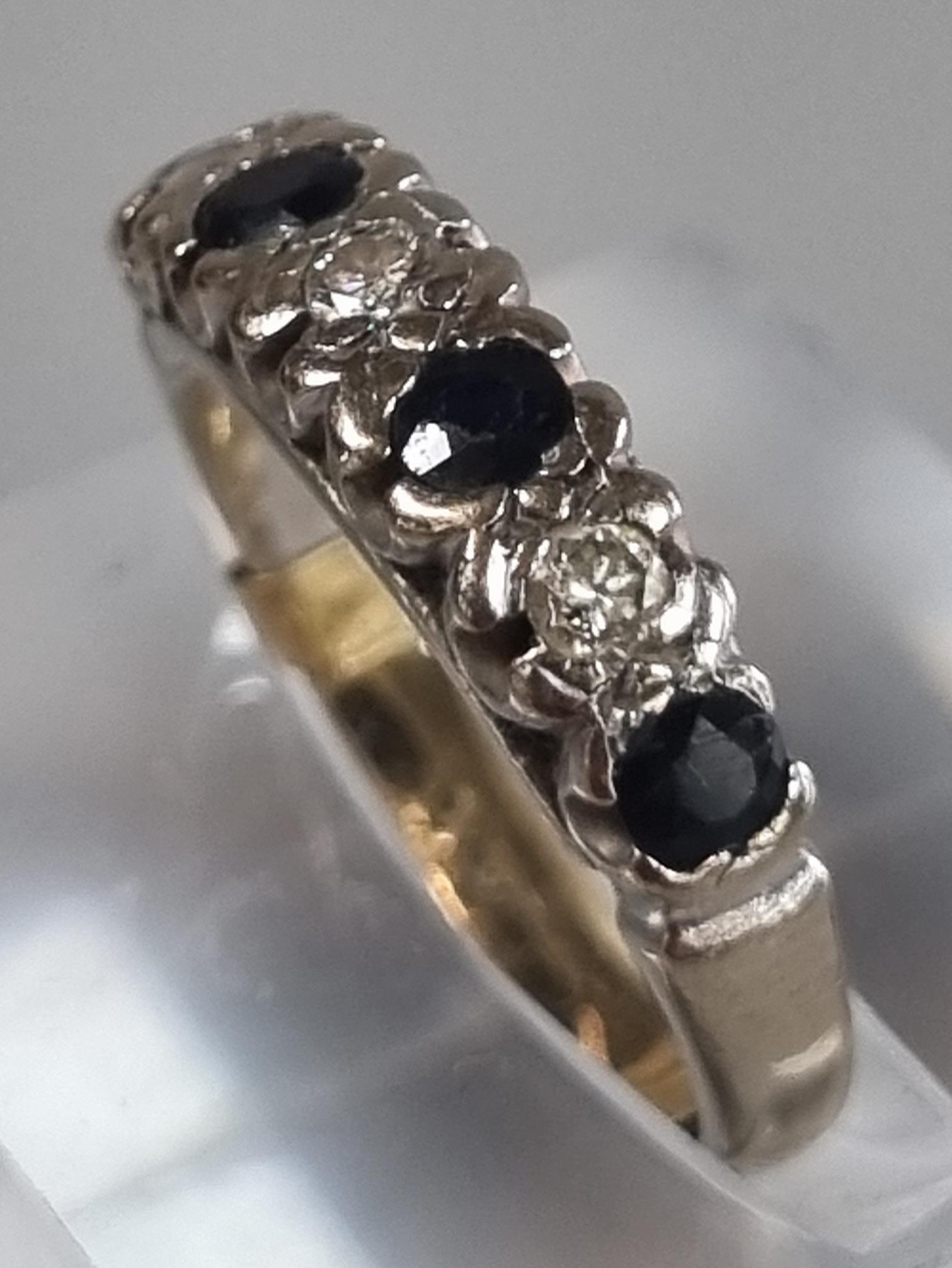 18ct white gold six stone diamond and sapphire ring. 4g approx. Size L1/2. (B.P. 21% + VAT) - Image 3 of 4