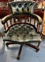 Reproduction mahogany and leather button back director's/office chair. (B.P. 21% + VAT)