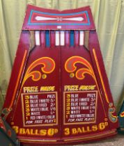 Hand painted wooden fairground quadrant shaped roller ball game, double sided. (B.P. 21% + VAT)