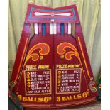 Hand painted wooden fairground quadrant shaped roller ball game, double sided. (B.P. 21% + VAT)