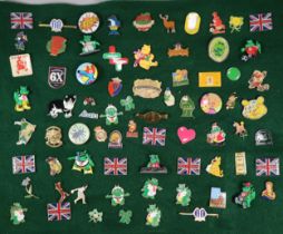Collection of various badges to include: Pop, Dragons, other animals, Union Jack flag etc. (B.P. 21%