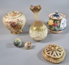 Mixed collection of mainly Royal Worcester Blush Ivory design items including: globular vase,